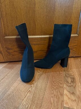 Zara Black Knit Sock Heeled Boots